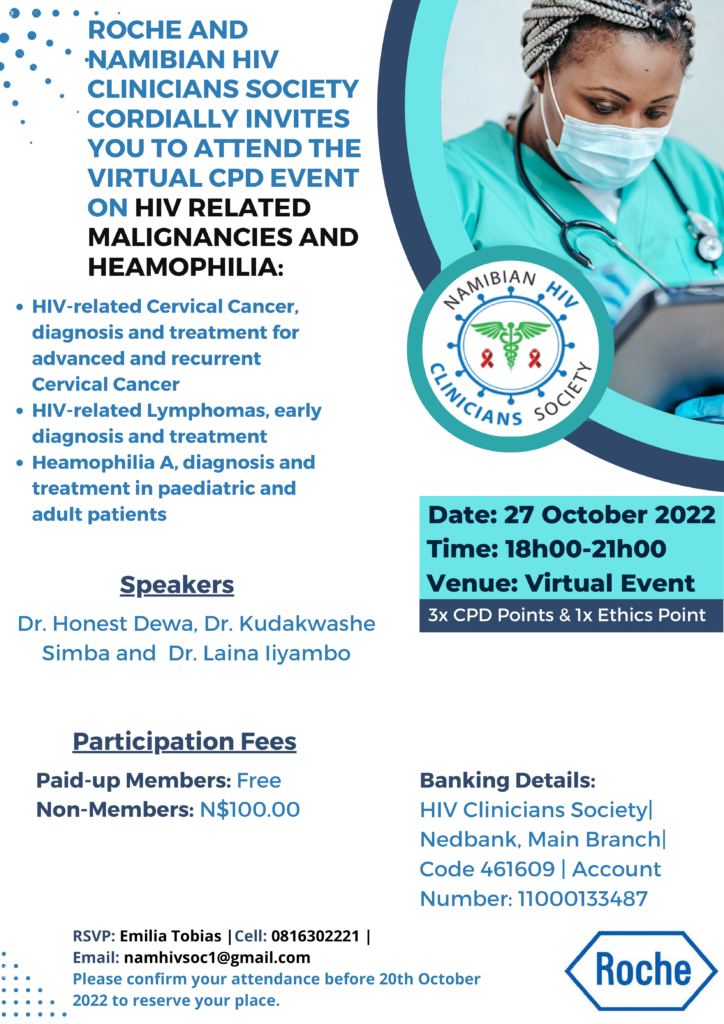 Invitation to attend the Virtual CPD event on HIV RELATED MALIGNANCIES AND HEAMOPHILIA